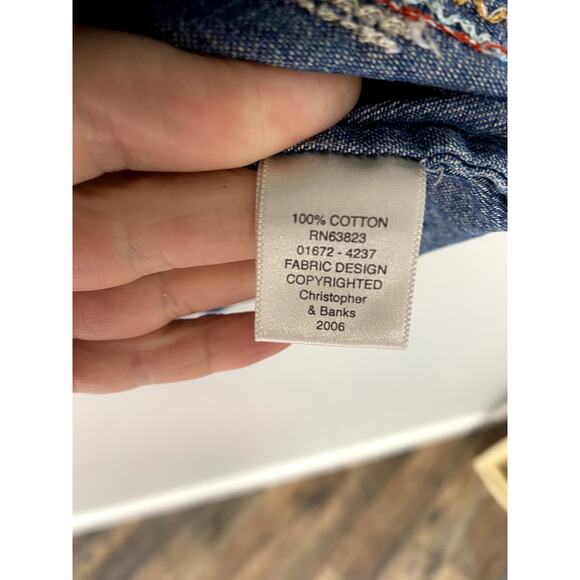 Vintage Y2K Christopher & Banks Festival/Boho Embroidered Denim Vest Women's M - Picture 4 of 8